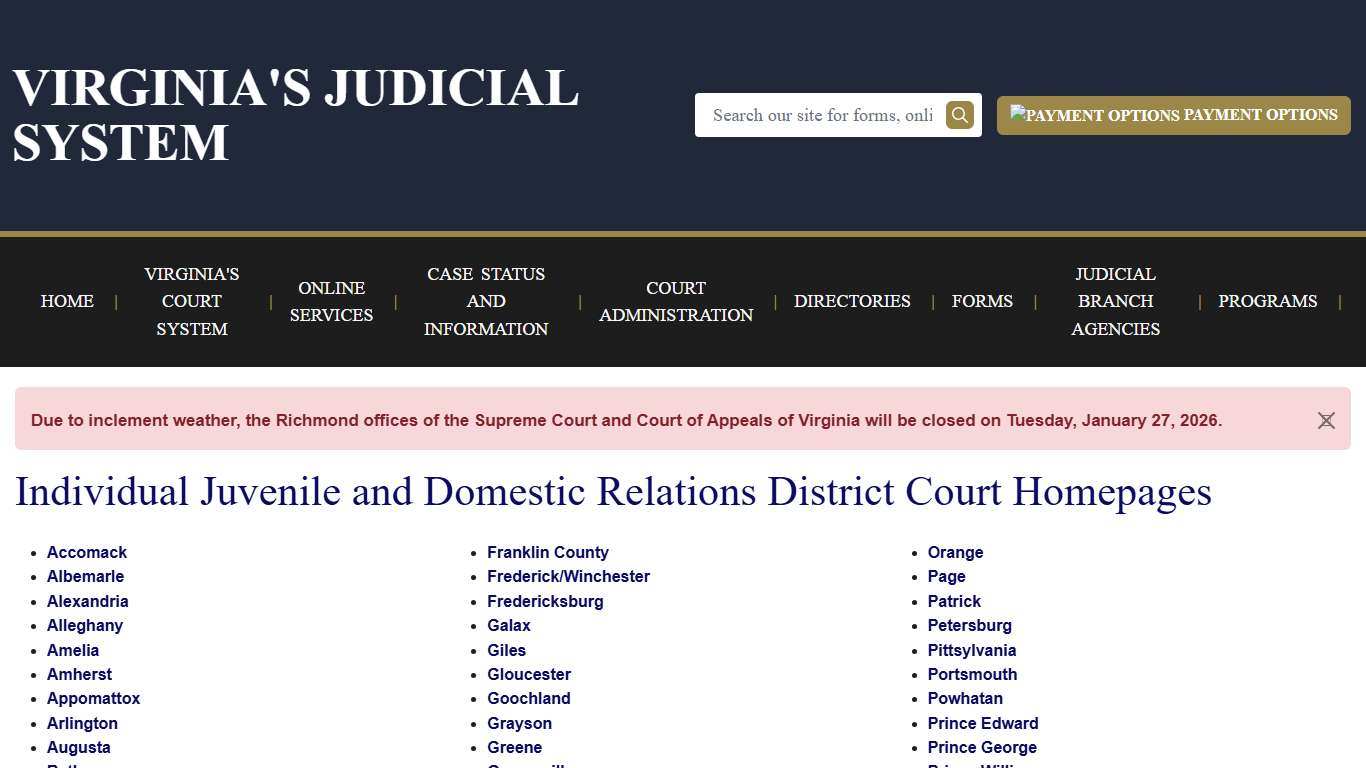 Individual Juvenile and Domestic Relations District Court Homepages Virginia Court System